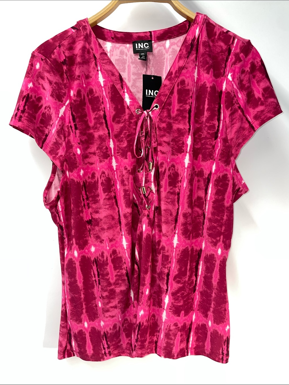 I.N.C. IBIZA DYE SHORT SLEEVE BLOUSE FTL-07-009